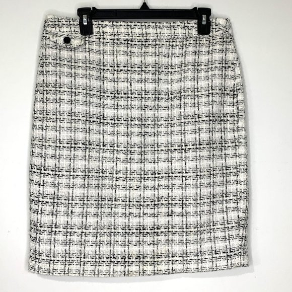 SANDRO Black‎ White Tweed Metallic Skirt Sz 12 - Picture 1 of 7